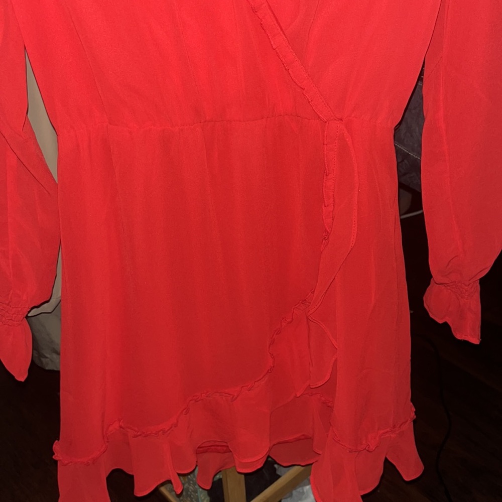 Red Wrap dress size XS - Picture 3 of 6